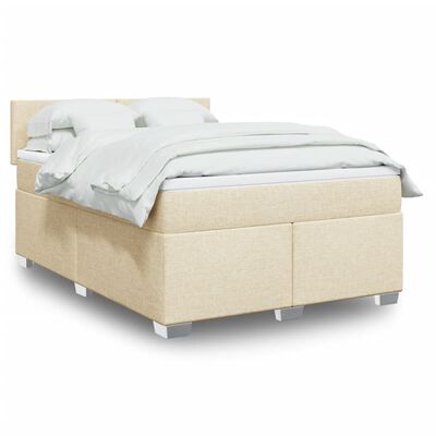 vidaXL Sommier à lattes de lit avec matelas Crème 160x200 cm Tissu