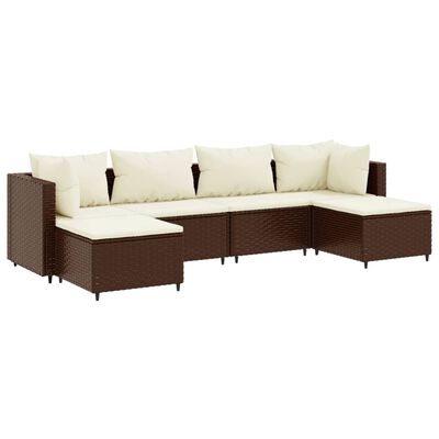 vidaXL Salon de jardin 6 pcs avec coussins Marron Résine tressée