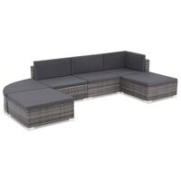 vidaXL Salon de jardin 6 pcs avec coussins Résine tressée Gris