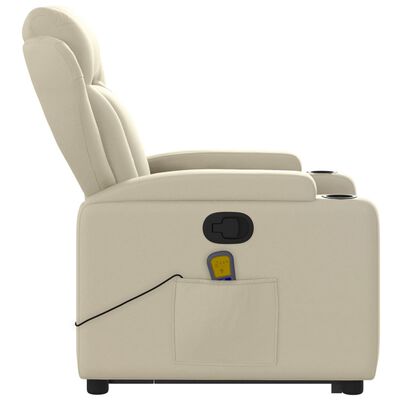 vidaXL Fauteuil inclinable de massage Crème Similicuir