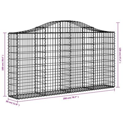 vidaXL Paniers à gabions arqués 9 pcs 200x30x100/120 cm Fer galvanisé