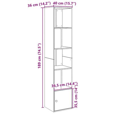 vidaXL Bibliothèque gris béton 40x36x189 cm bois d'ingénierie