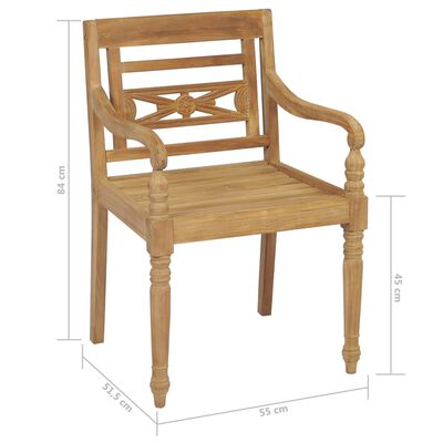 vidaXL Chaises Batavia lot de 8 Bois de teck solide