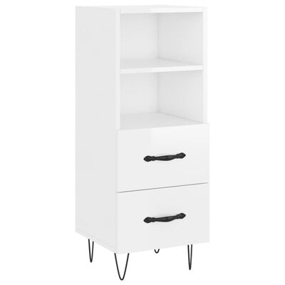 vidaXL Buffet haut Blanc brillant 34,5x34x180 cm Bois d'ingénierie