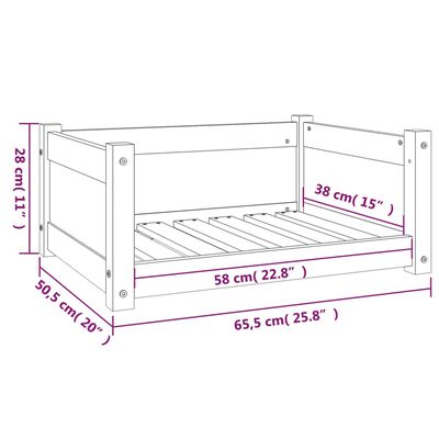 vidaXL Lit pour chien Marron miel 65,5x50,5x28 cm Bois de pin solide