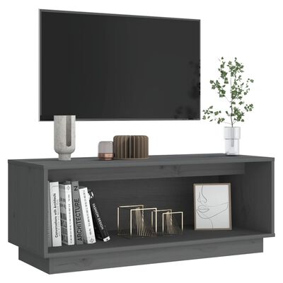 vidaXL Meuble TV Gris 90x35x35 cm Bois de pin massif