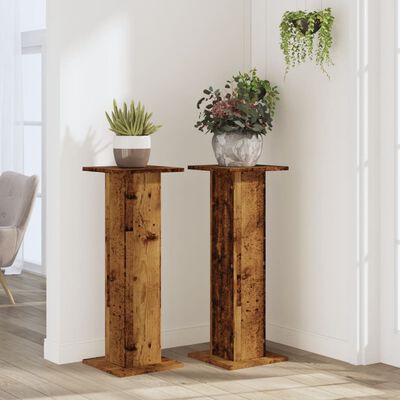 vidaXL Supports pour plantes 2 pcs vieux bois bois d'ingénierie