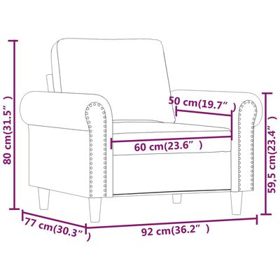 vidaXL Fauteuil Noir 60 cm Similicuir