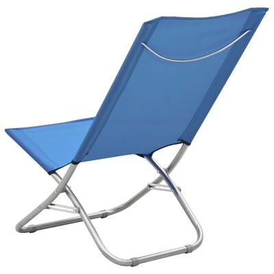 vidaXL Chaises de plage pliables lot de 2 Bleu Tissu