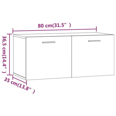 vidaXL Armoire murale Gris béton 80x35x36,5 cm Bois d'ingénierie