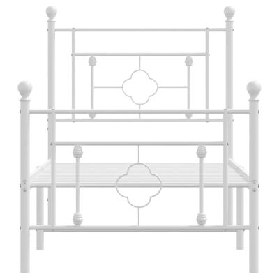 vidaXL Cadre de lit métal sans matelas avec pied de lit blanc 80x200cm