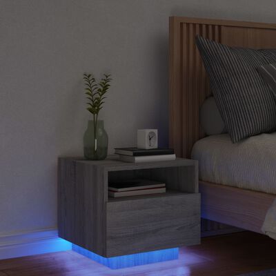 vidaXL Table de chevet avec lumières LED sonoma gris 40x39x37 cm