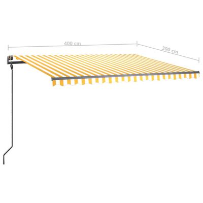 vidaXL Auvent automatique avec capteur de vent LED 4x3m Jaune et blanc