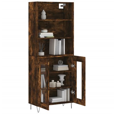 vidaXL Buffet haut Chêne fumé 69,5x34x180 cm Bois d'ingénierie