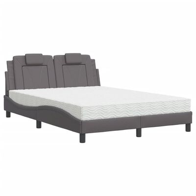 vidaXL Lit avec matelas gris 120x200 cm similicuir