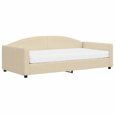 vidaXL Lit de jour avec matelas crème 100x200 cm tissu