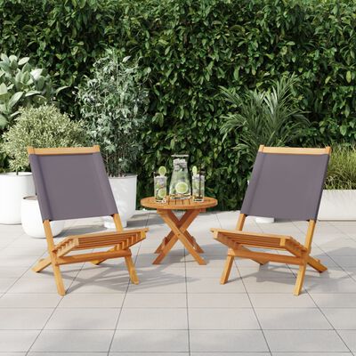 vidaXL Chaises de jardin lot de 2 anthracite bois acacia massif tissu