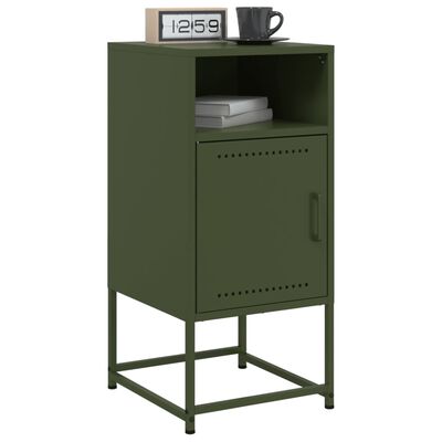 vidaXL Table de chevet vert olive 36x39x78 cm acier