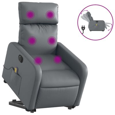 vidaXL Fauteuil inclinable de massage électrique gris similicuir