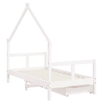 vidaXL Cadre de lit pour enfant tiroirs blanc 80x160cm bois pin massif