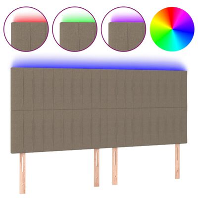 vidaXL Tête de lit à LED Taupe 200x5x118/128 cm Tissu