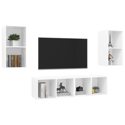 vidaXL Meubles TV muraux 4 pcs Blanc brillant Bois d'ingénierie