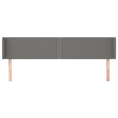 vidaXL Tête de lit avec oreilles Gris foncé 203x16x78/88 cm Tissu