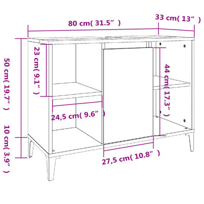 vidaXL Meuble d'évier chêne sonoma 80x33x60 cm bois d'ingénierie