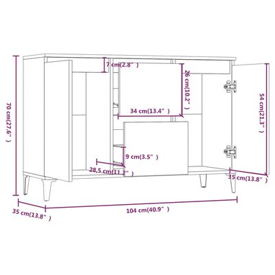 vidaXL Buffet Sonoma gris 104x35x70 cm Bois d'ingénierie