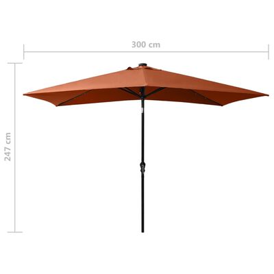 vidaXL Parasol de jardin avec LED et mât en acier terre cuite 2x3 m