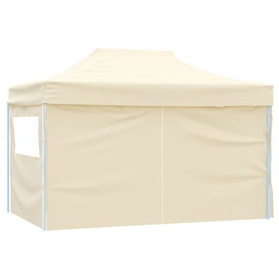 vidaXL Tente pliable avec 4 parois latéraux 3 x 4,5 m Blanc crème