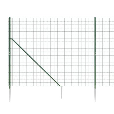 vidaXL Clôture en treillis métallique et piquet d'ancrage vert 1,4x25m