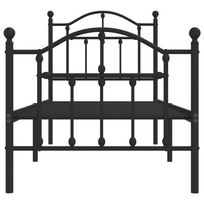 vidaXL Cadre de lit métal sans matelas avec pied de lit noir 75x190 cm