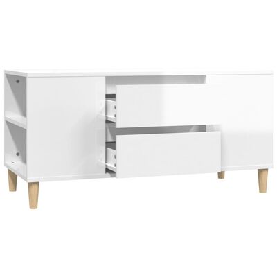 vidaXL Meuble TV Blanc brillant 102x44,5x50 cm Bois d'ingénierie