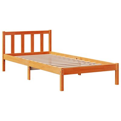 vidaXL Cadre de lit avec tête de lit sans matelas cire marron 75x190cm