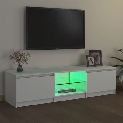 vidaXL Meuble TV avec lumières LED blanc 140x40x35,5 cm