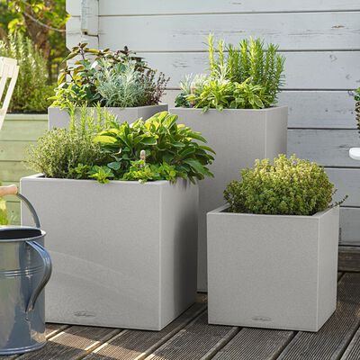 LECHUZA Jardinière CANTO Stone 30 Low ALL-IN-ONE Gris pierre