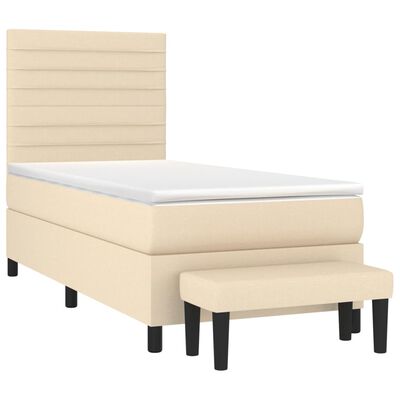 vidaXL Sommier à lattes de lit et matelas Crème 90x190 cm Tissu