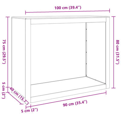 vidaXL Portant de bois de chauffage noir 100x40x80 cm acier