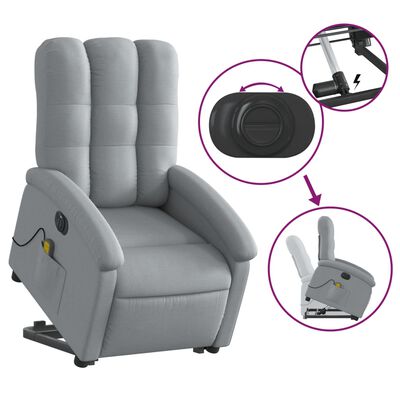 vidaXL Fauteuil inclinable de massage électrique Gris clair Tissu