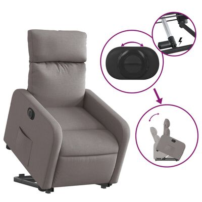 vidaXL Fauteuil inclinable électrique taupe tissu