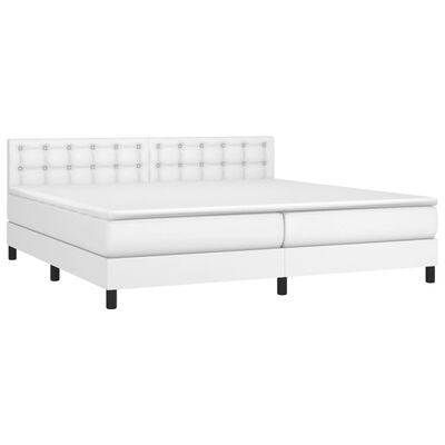 vidaXL Sommier à lattes de lit avec matelas Blanc 200x200cm Similicuir