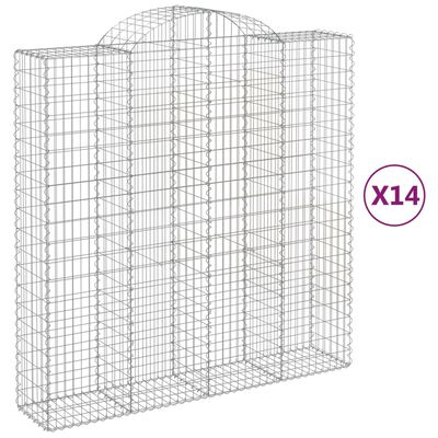 vidaXL Paniers à gabions arqués 14 pcs 200x50x200/220 cm Fer galvanisé