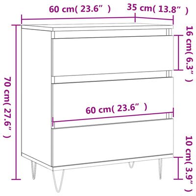 vidaXL Buffet Sonoma gris 60x35x70 cm Bois d'ingénierie