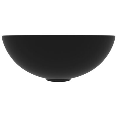 vidaXL Lavabo de salle de bain Céramique Noir mat Rond