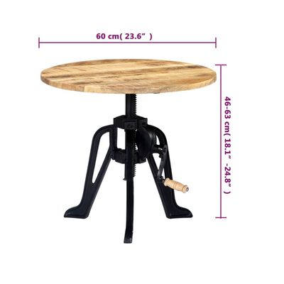 vidaXL Table d'appoint 60x(46-63) cm Bois de manguier massif et fonte