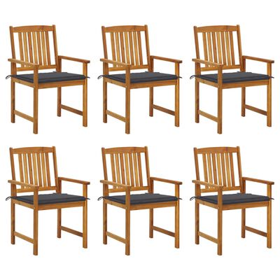 vidaXL Chaises de jardin avec coussins lot de 6 Bois d'acacia massif