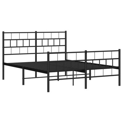 vidaXL Cadre de lit métal sans matelas avec pied de lit noir 135x190cm