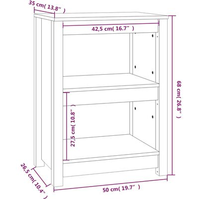 vidaXL Bibliothèque Gris 50x35x68 cm Bois de pin massif