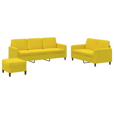 vidaXL Ensemble de canapés 3 pcs jaune velours